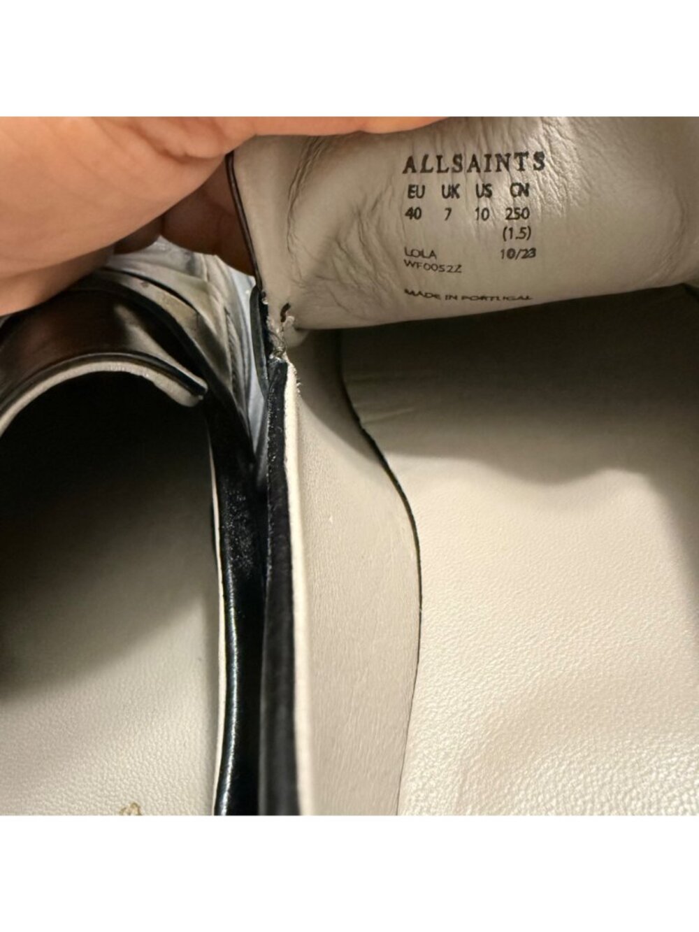 All Saints Black Lola Lugged Chunky Sole Penny Loafers Leather Womens Size 10 - Picture 8 of 10